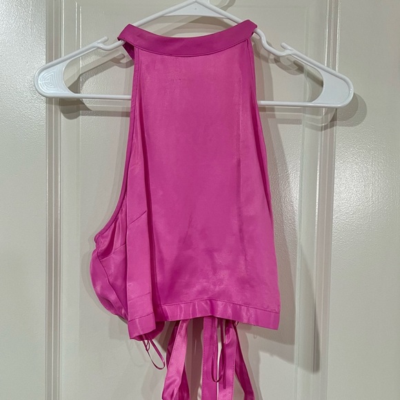 Zara Pink Satin Cropped Top - Picture 3 of 5